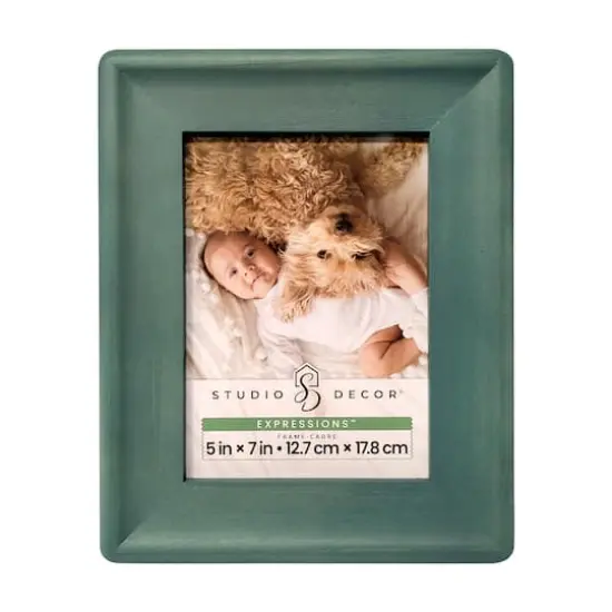 Expressions&trade; 5" x 7" Rounded Wood Frame by Studio D&eacute;cor&reg; Teal {1}