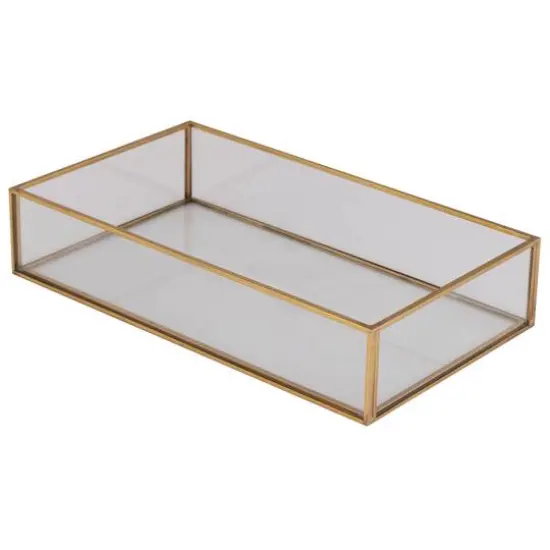 Home Details 9.5" Gold Vintage Glass Keepsake Tray {7}