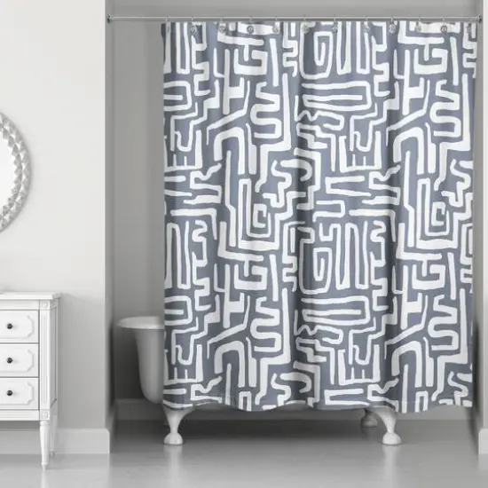 Woogly Shapes Shower Curtain Slate {1}