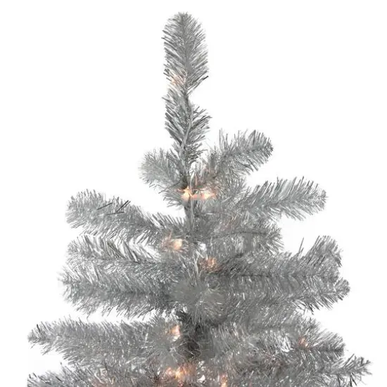 6.5ft. Pre-Lit Tinsel Artificial Christmas Tree. Clear Lights {3}