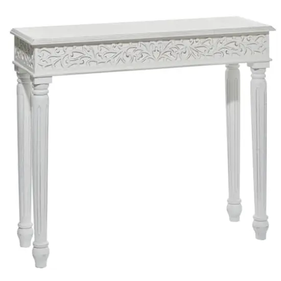 White Farmhouse Mango Wood Console Table, 30" x 36" {1}