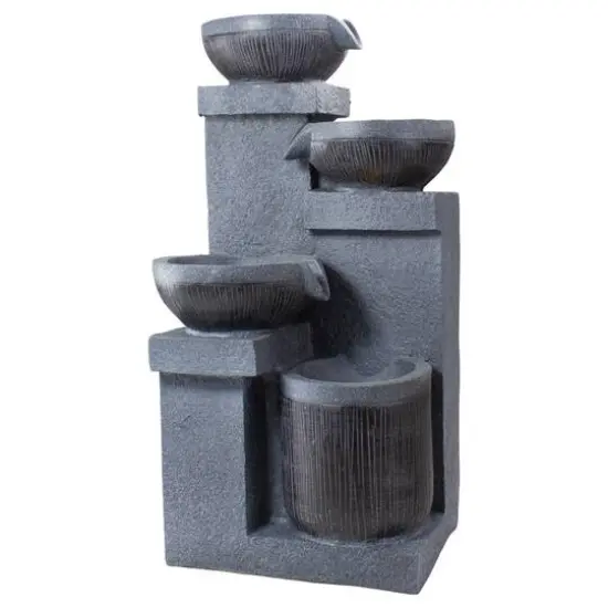 23" LED Cascading 4-Tier Bowl Outdoor Water Fountain {4}