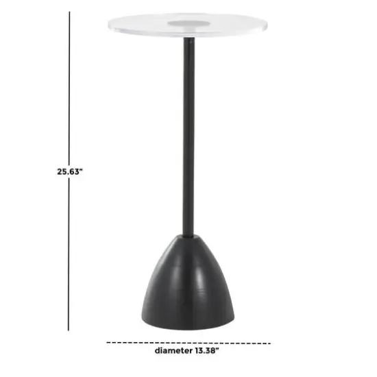 25.5" Black Metal Pedestal Accent Table with Clear Acrylic Tabletop {8}