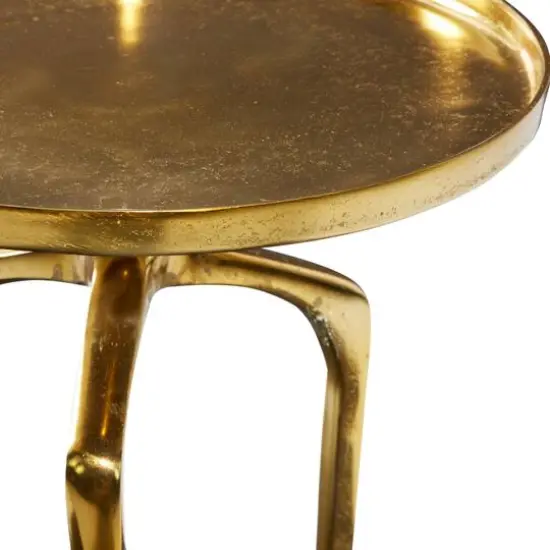 25" Gold Aluminum Contemporary Accent Table {4}