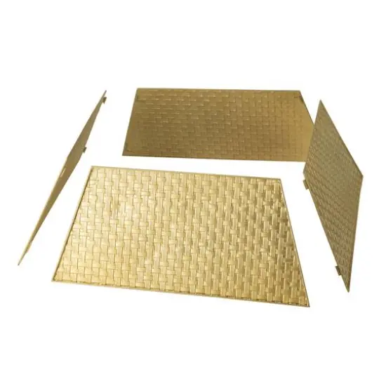 Glitzhome&reg; 25.75" Gold Trapezoid Metal Weave Tree Collar {7}