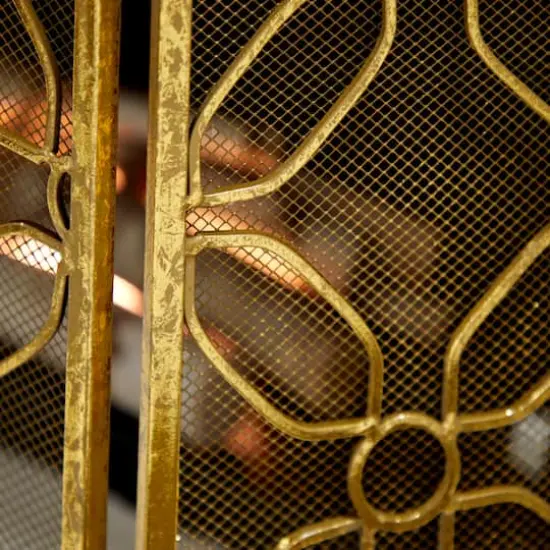 Gold Metal Contemporary Fireplace Screen {8}