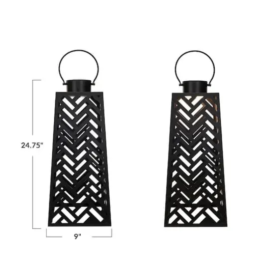 Hello Honey&reg; 24.75" Black Metal Rechargeable LED Indoor Lantern {4}