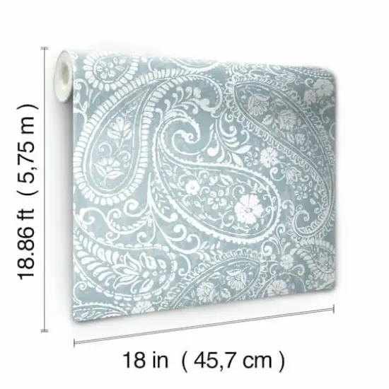 RoomMates Paisley Prince Peel & Stick Wallpaper Blue and White {10}