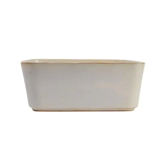 Hello Honey&reg; 12" Ivory Reactive Glaze Rectangular Stoneware Planter {4}