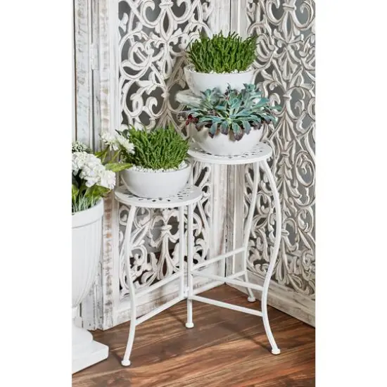 White Metal Traditional Plantstand Set {6}