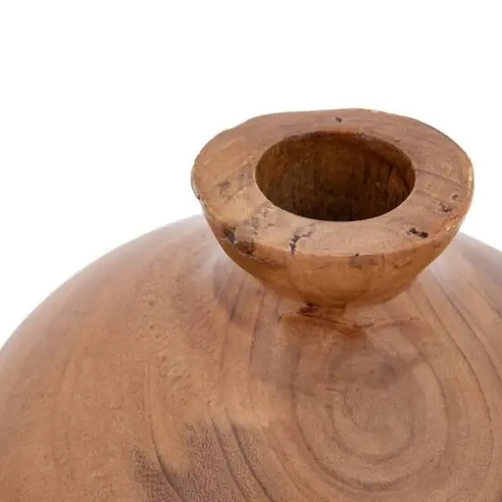 Hello Honey&reg; 5" Walnut Finish Decorative Paulownia Wood Vase {7}