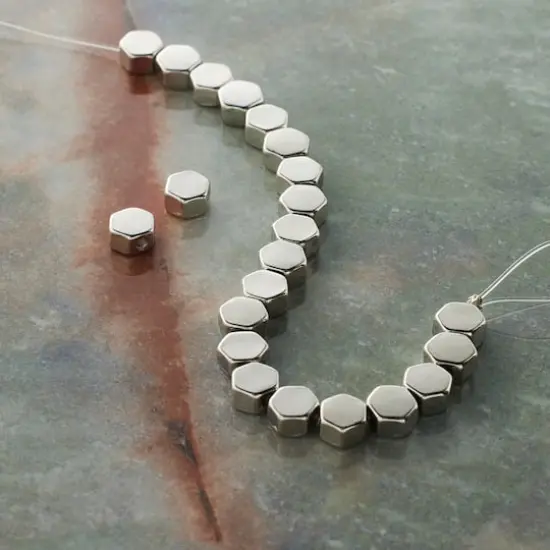 Rhodium Hexagon Beads, 5.5mm by Bead Land Landing&trade; {3}