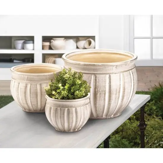 Antique Stone Planter Set {3}