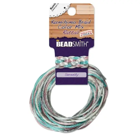 The Beadsmith&reg; Rattail&trade; 2mm Serenity Mix Kumihimo Braid Satin Cord {1}
