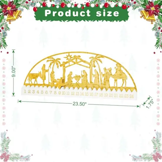 Glitzhome&reg; 23.5" Wooden & Metal Gold Foil Nativity Countdown Calendar D&eacute;cor {9}
