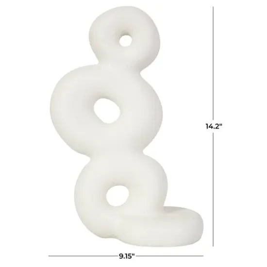 14" White Abstract Stacked Circle Ring Sculpture {8}