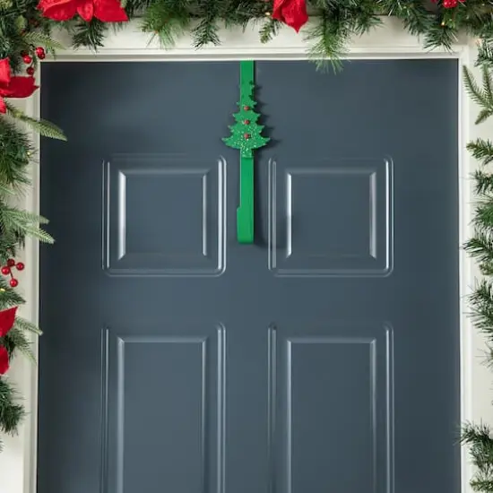 Glitzhome&reg; 14" Christmas Metal Tree & Reindeer Wreath Hanger Set {3}