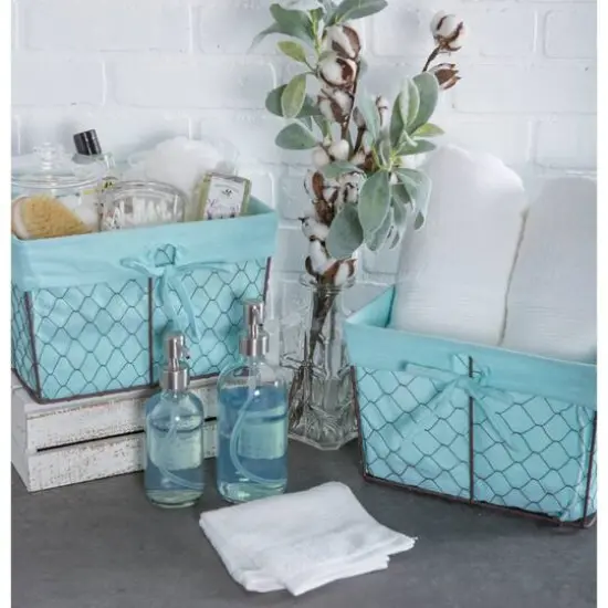 DII&reg; Aqua Lined Chicken Wire Basket Set {9}