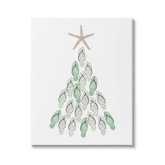 Stupell Industries Flip Flop Beachy Christmas Tree Canvas Wall Art {1}