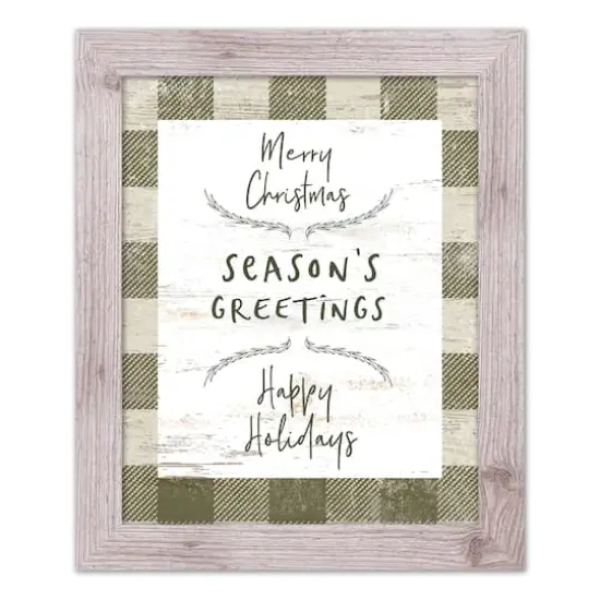 Green Buffalo Check Holiday Phrases Print in Western White Frame {1}