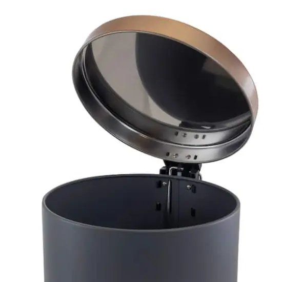 Elama 12 Liter Stylish Grey and Copper Soft Pedal Trash Bin {7}