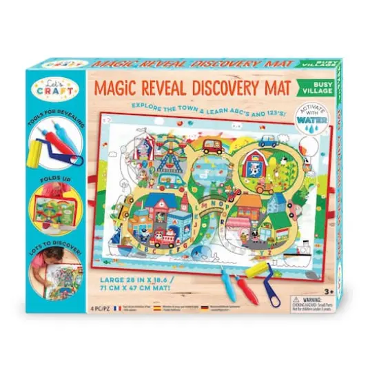 Bright Stripes Let's Craft Busy Village Magic Reveal Discovery Mat {1}