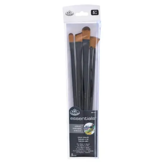 Royal & Langnickel® Essentials™ Acrylic Gold Taklon 5 Piece Brush Set {1}