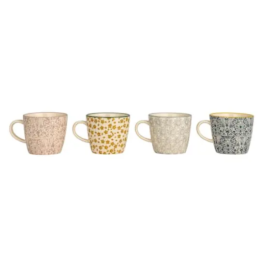 Hello Honey&reg; 5" Flower Print Stoneware Mug Set {1}