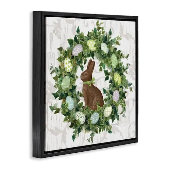 Stupell Industries Spring Easter Egg Wreath Floater Framed Art Black {4}