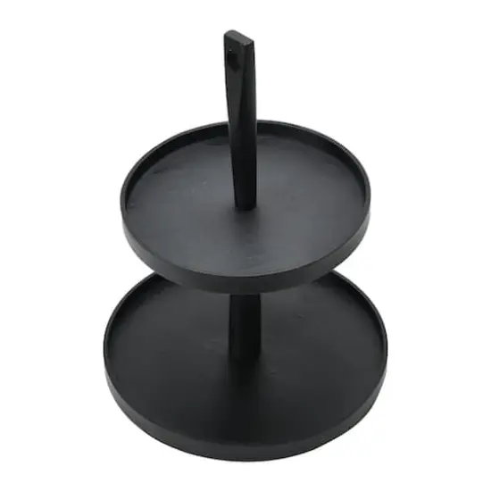 Hello Honey&reg; 18" Black Wood 2-Tier Decorative Tray {3}