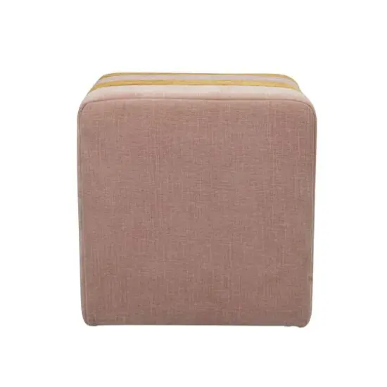 Hello Honey&reg; 18" Modern Square Fabric Upholstered Striped Pouf {7}
