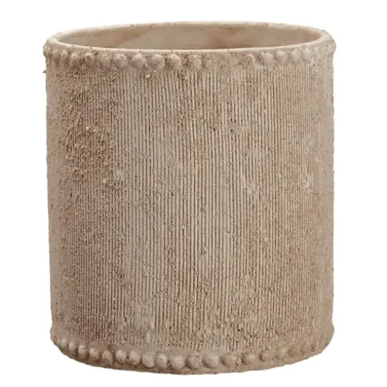8" Beige Textured Cement Container  {1}