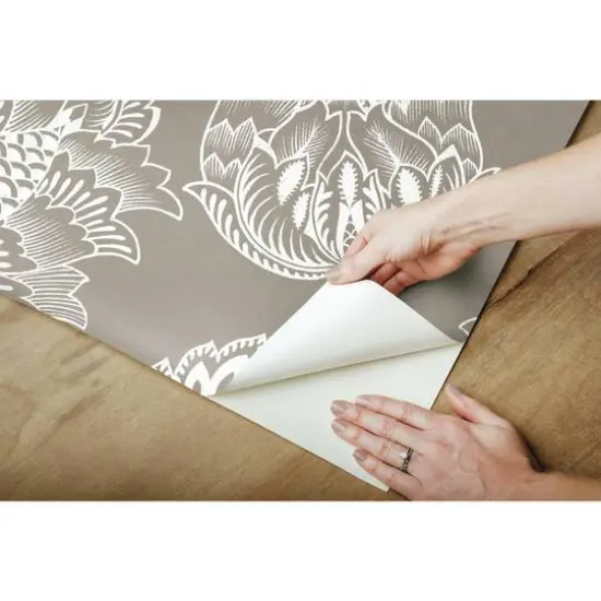 RoomMates Batik Jacobean Peel & Stick Wallpaper Taupe and White {11}