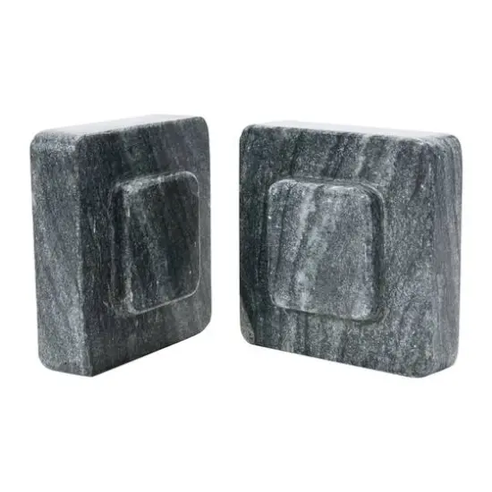 Hello Honey&reg; Square Marble Bookends Set Black {1}