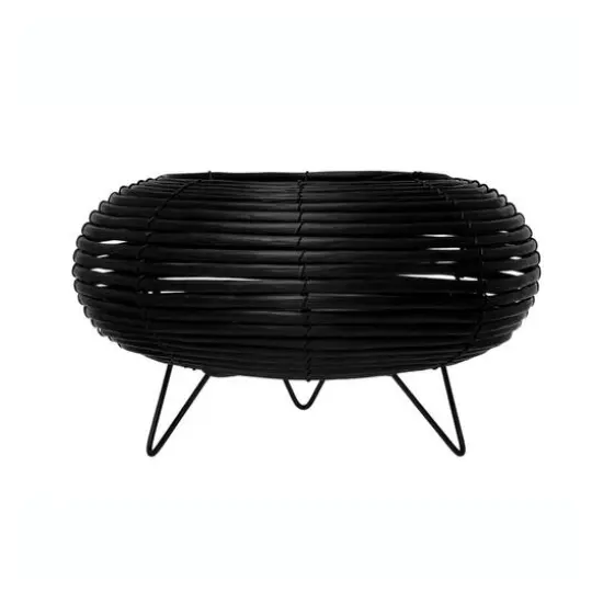 6" Black Plastic Planter with Metal Feet {1}