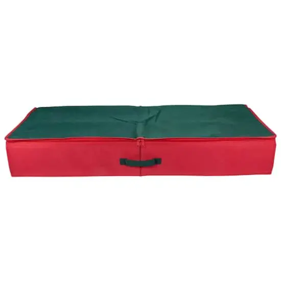 24" Red And Green Christmas Decoration Storage Bag With Clear Lid {1}