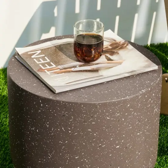 Glitzhome&reg; 17" Multifunctional Faux Terrazzo Stool Brown {7}