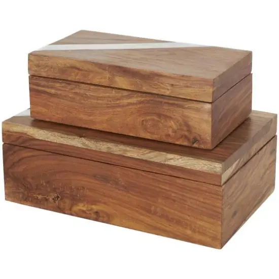 Brown Box Set with Silver Diagonal Stripes {1}