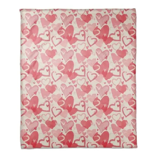 Heart Cluster Pattern 50" x 60" Coral Fleece Blanket {1}