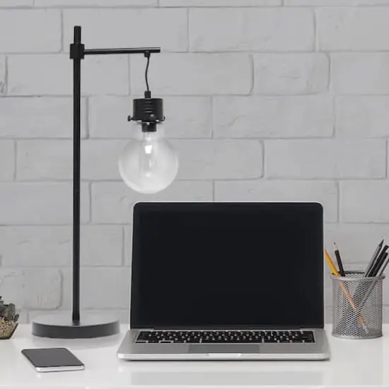 Lalia Home 24" Black Matte 1 Light Beacon TableLamp with Clear Glass Shade {5}