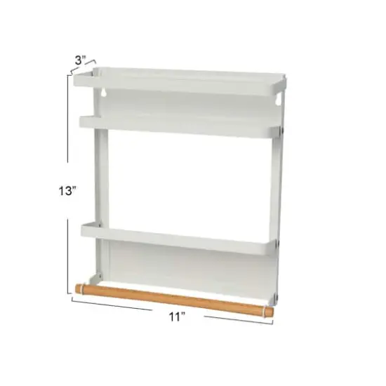 Household Essentials Metal Magnetic Organizer with Towel Rack White {5}