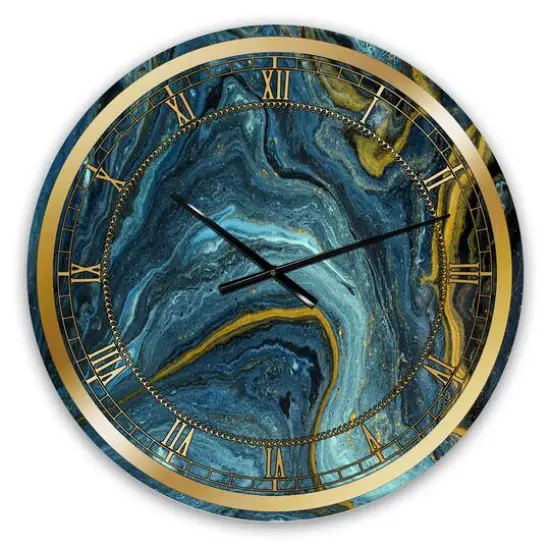 Designart Agathe Ripple Golden Rivers Modern Wall Clock {1}