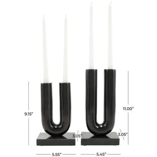 Black Aluminum U-Shaped Candle Holder Set {8}