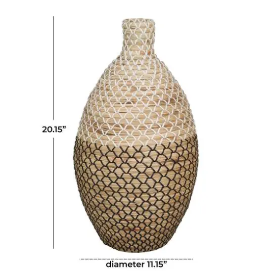 Brown Seagrass Tall Woven Floor Vase 11" x 11" x 20" {7}