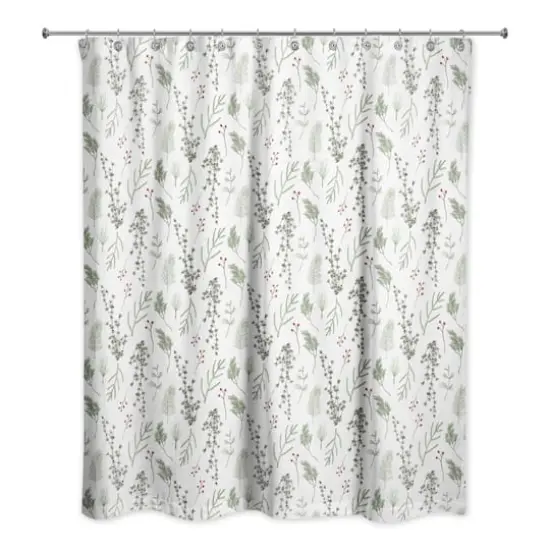 Pine Greenery on White Shower Curtain {3}