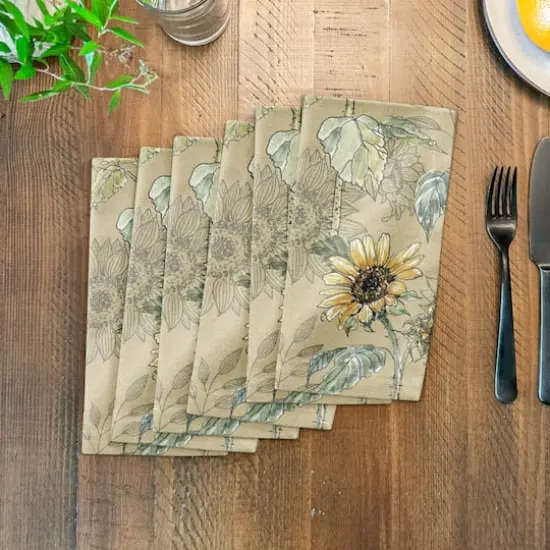 Sunflower Pattern Cotton Twill Napkin Yellow {4}