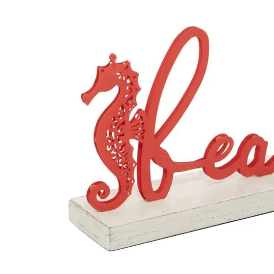 19" Red Coastal Beach Sign {5}