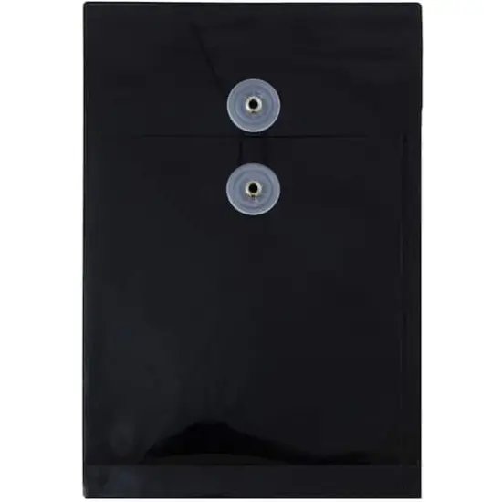 JAM Paper 6.25" x 9.25" Button & String Tie Closure Plastic Envelopes, 12ct. Black {1}