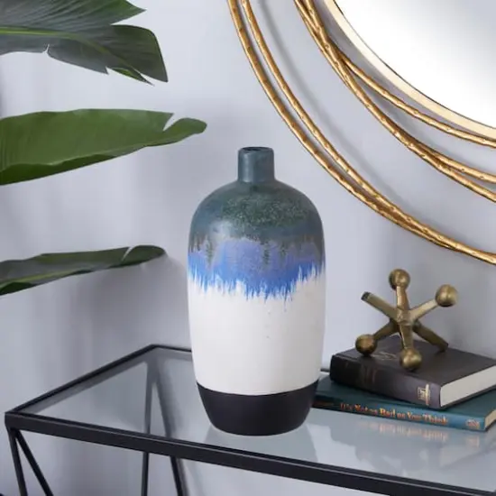 White Ceramic Contemporary Vase, 13" x 6" x 6" {7}