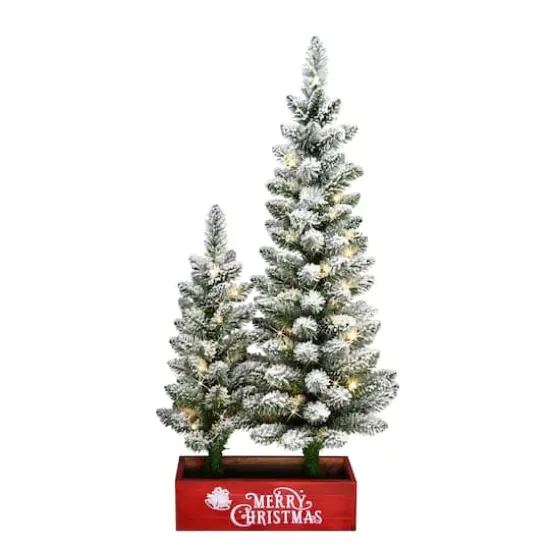 2ft. & 3ft. Pre-Lit Artificial Potted Christmas Trees, Warm White LED Lights {1}